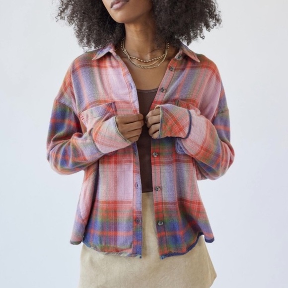 Urban Outfitters BDG Karl Slouchy Flannel Button Down Shirt - Picture 1 of 6